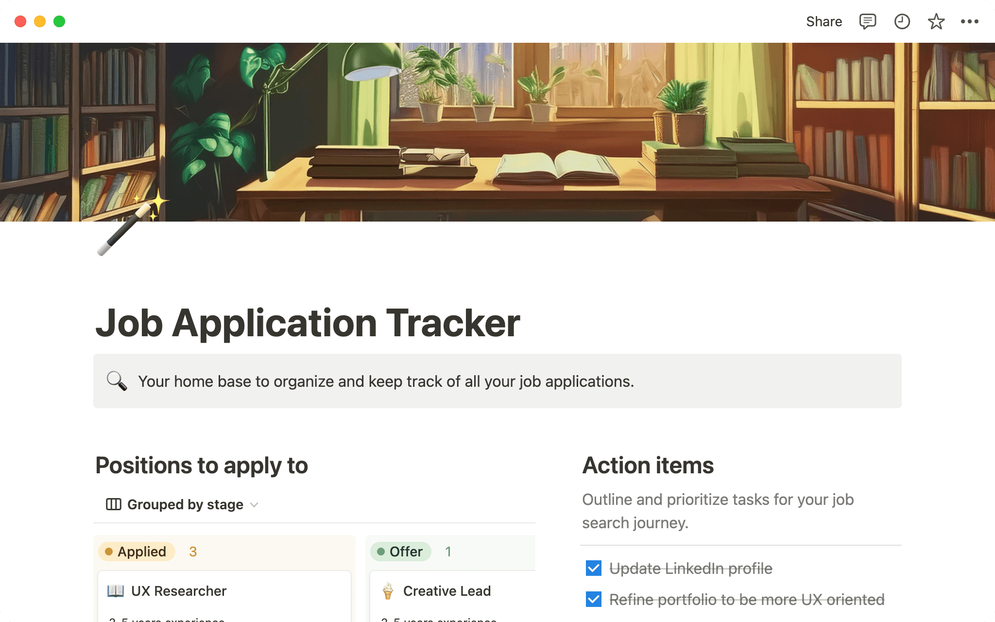 Prepare and keep track of your job application process.