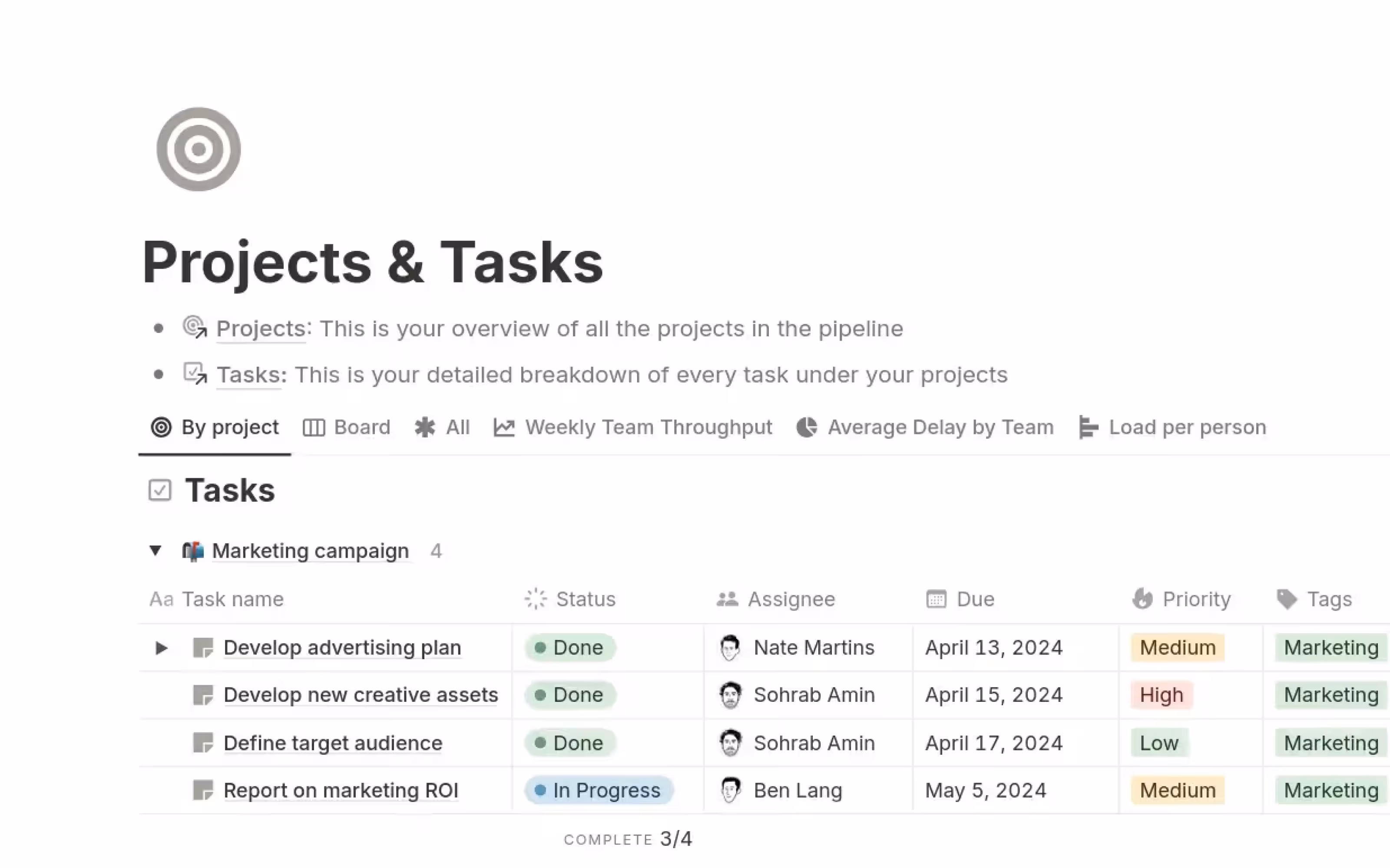 Top Notion templates for project tracking and task management