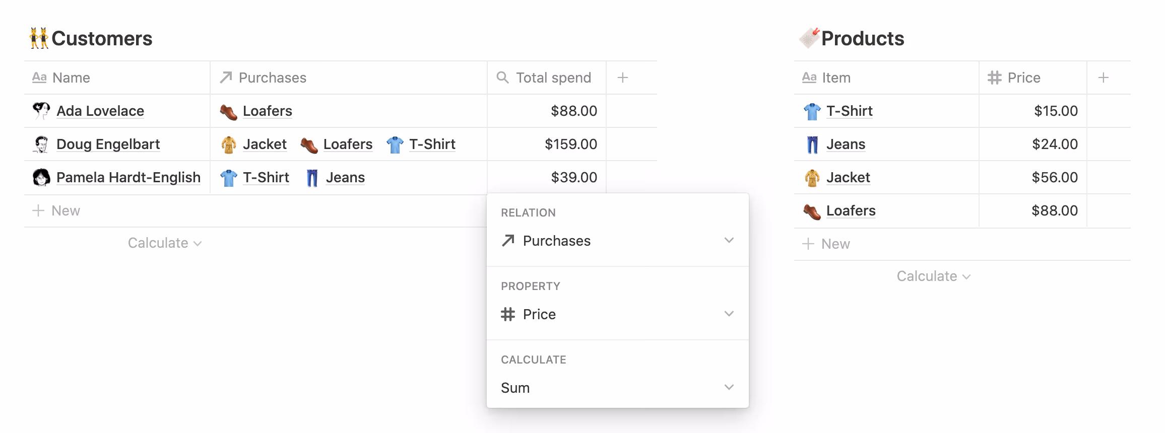 An image of two Notion databses.